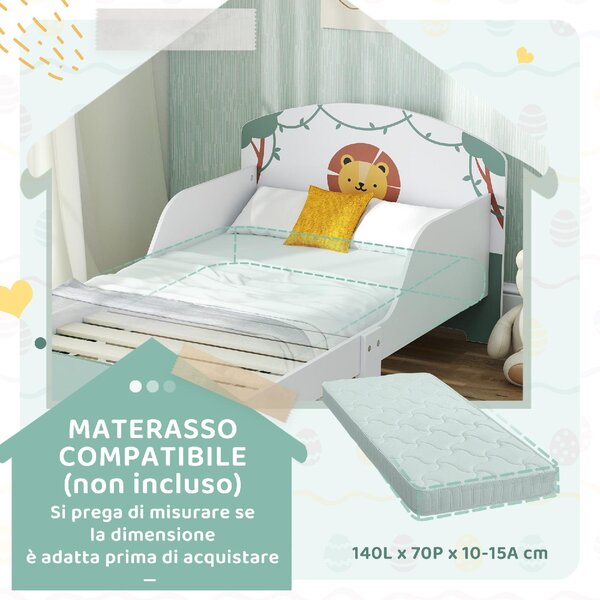 DecHome Letto per Bambini 3-8 Anni con Sponde Laterali Anticaduta e Contenitore 150x77x60 cm colore Verde