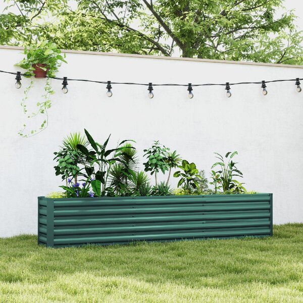 VivaGarden Letto per Orto a Fondo Aperto con Bordi Arrotondati in Acciaio Zincato 240x40x45 cm colore Verde - U6230GN