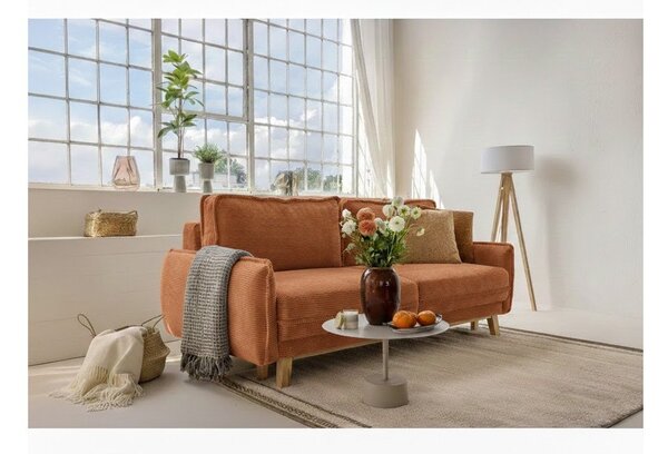 Divano letto in velluto a coste arancione 218 cm Tori - Bonami Selection