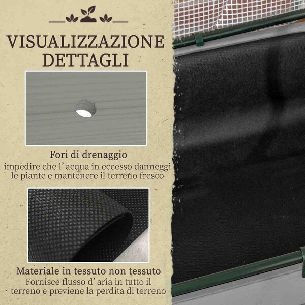 VivaGarden Letto per Orto con Serra da Giardino Portapiante da Esterno in Legno e PE 121x55x117 cm colore Grigio Scuro