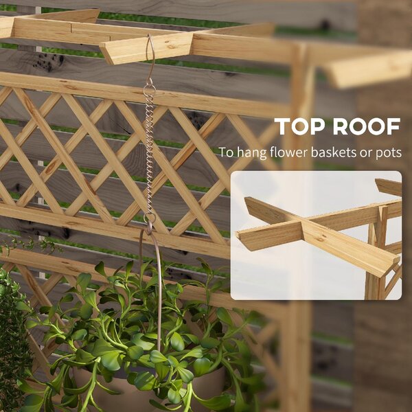Brugel Letto per Orto con Traliccio e Pergola per Rampicanti con Fondo Aperto 160x55x183 cm colore Legno Naturale - 84DH0NDALT