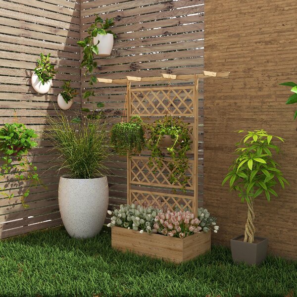 Brugel Letto per Orto con Traliccio e Pergola per Rampicanti con Fondo Aperto 160x55x183 cm colore Legno Naturale - 84DH0NDALT