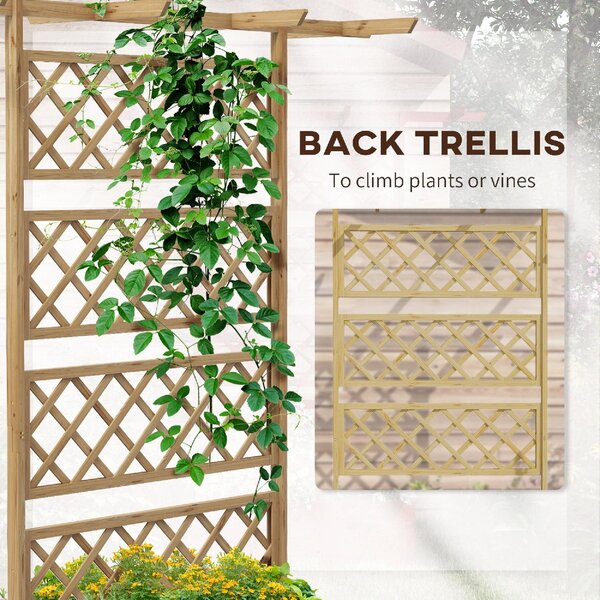 Brugel Letto per Orto con Traliccio e Pergola per Rampicanti con Fondo Aperto 160x55x183 cm colore Legno Naturale - 84DH0NDALT