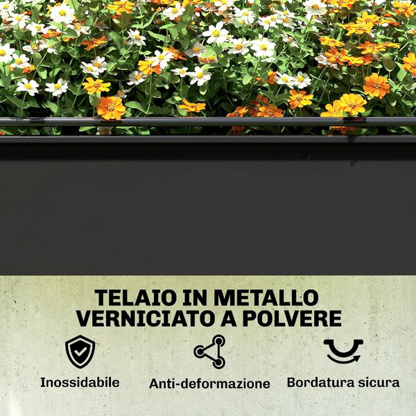 VivaGarden Letto per Orto Rialzato con Copertura Mini Serra e Foro di Drenaggio 100x49x136 cm colore Nero