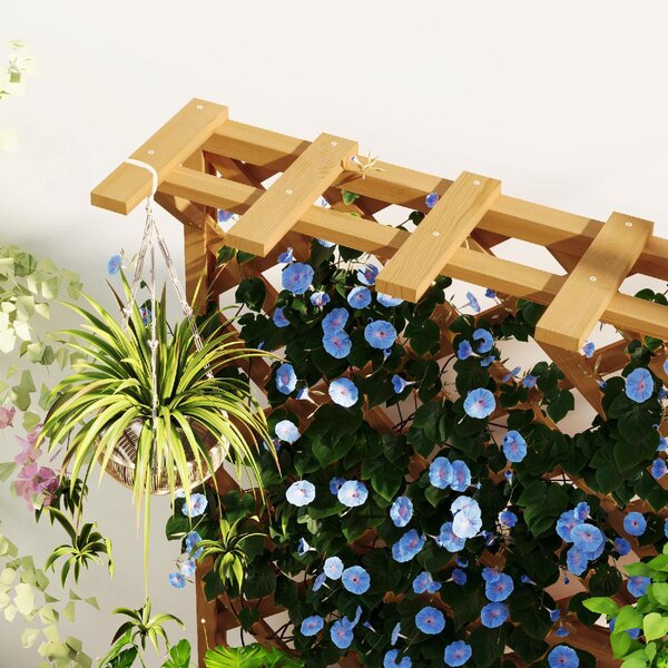 VivaGarden Letto per Orto Rialzato con Traliccio per Rampicanti e Pergola Superiore 64x33x122 cm colore Legno - NDEF294
