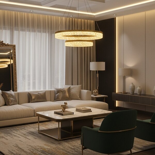 Lampadario LED a cavo GALA LED/54W/230V, diametro 60 cm, finitura dorata