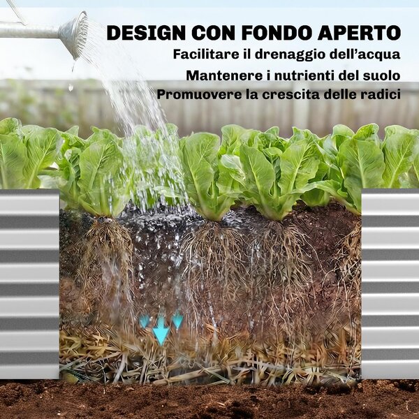 VivaGarden Letto per Orto Rialzato e Fioriera con Graticcio e Serra 200x60x103 cm colore Argento