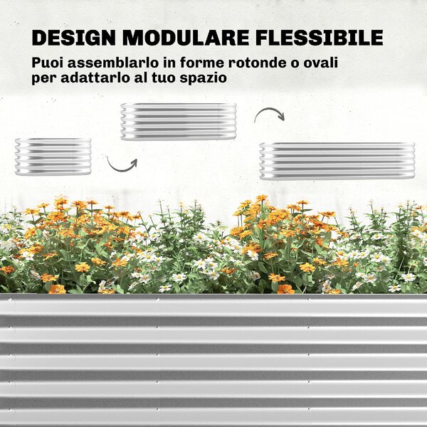 VivaGarden Letto per Orto Rialzato e Fioriera con Graticcio e Serra 200x60x103 cm colore Argento