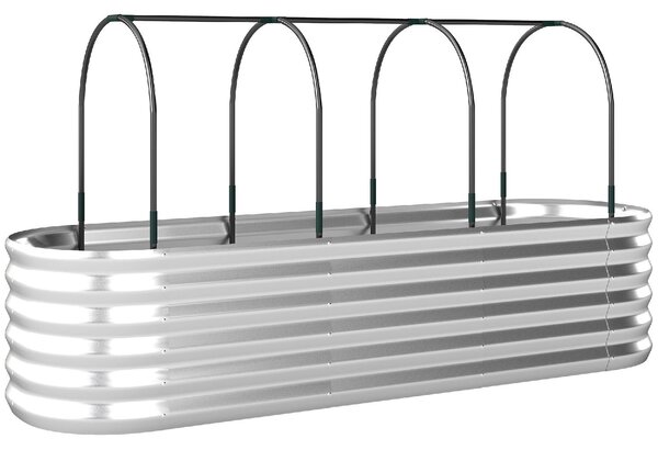 VivaGarden Letto per Orto Rialzato e Fioriera con Graticcio e Serra 200x60x103 cm colore Argento