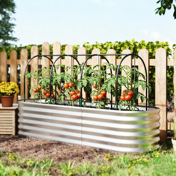 VivaGarden Letto per Orto Rialzato e Fioriera con Graticcio e Serra 200x60x103 cm colore Argento