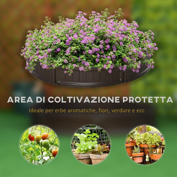 Brugel Letto per Orto Rialzato in HDPE Fioriera da Esterno Rotonda 123x21cm Marrone - 550845