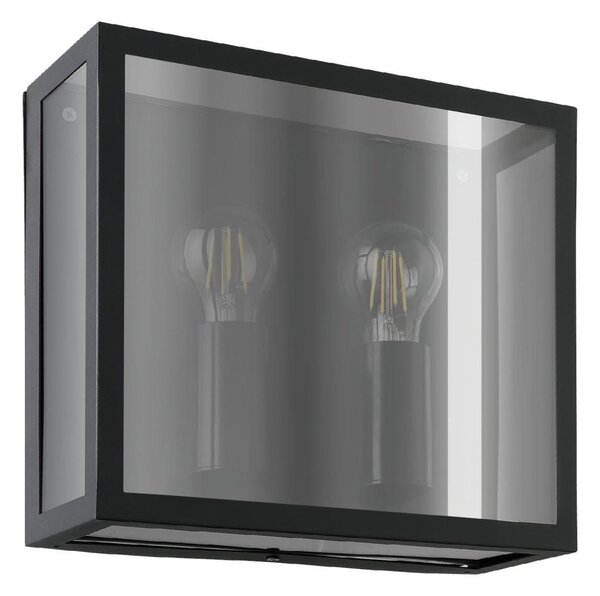 Eglo 31566 - Applique da esterno ALAMONTE SMOKE 2xE27/40W/230V IP44 nera