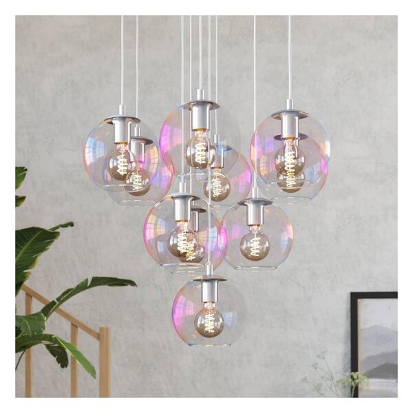 Eglo 901922 - Lampadario a sospensione con cavo ARISCANI 10xE27/60W/230V cromo lucido/trasparente
