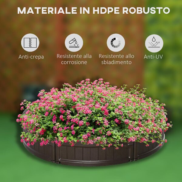 Brugel Letto per Orto Rialzato in HDPE Fioriera da Esterno Rotonda 123x21cm Marrone - 550845
