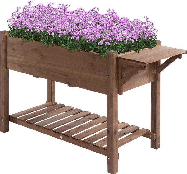 VivaGarden Letto per Orto Rialzato in Legno con Ripiano Pieghevole e Mensola Inferiore 123x54x74 cm - A123396AO82