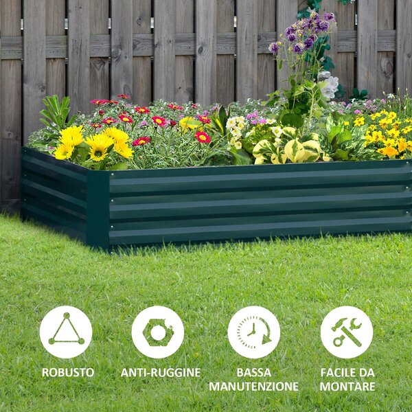 Brugel Letto per Orto Rialzato in Metallo da Esterno Portapiante per Fiori ed Erbe 241x90,5x30cm - 518GN845