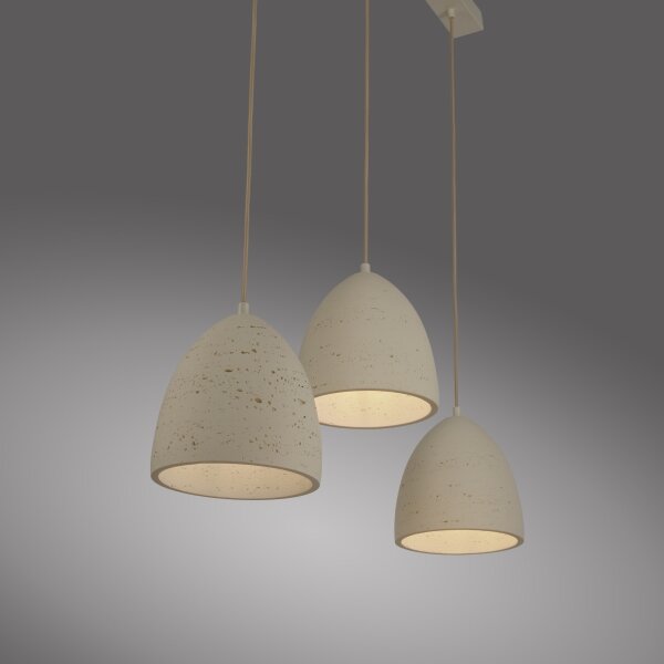 Schöner Wohnen 12541-42 - Lampada a sospensione su cavo TRAVENTA 3xE27/40W/230V in cemento