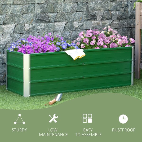 VivaGarden Letto per Orto Senza Fondo con 2 Aree di Coltivazione in Acciaio 125x47x40 cm colore Verde - A853GNAO82
