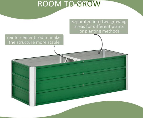 VivaGarden Letto per Orto Senza Fondo con 2 Aree di Coltivazione in Acciaio 125x47x40 cm colore Verde - A853GNAO82
