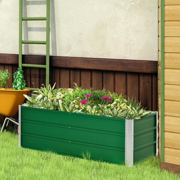 VivaGarden Letto per Orto Senza Fondo con 2 Aree di Coltivazione in Acciaio 125x47x40 cm colore Verde - A853GNAO82