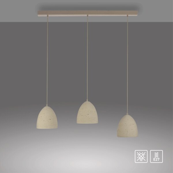 Schöner Wohnen 12541-42 - Lampada a sospensione su cavo TRAVENTA 3xE27/40W/230V in cemento