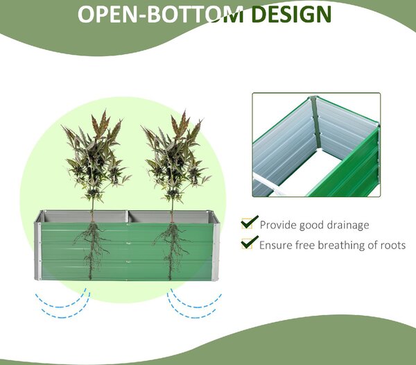 VivaGarden Letto per Orto Senza Fondo con 2 Aree di Coltivazione in Acciaio 125x47x40 cm colore Verde - A853GNAO82