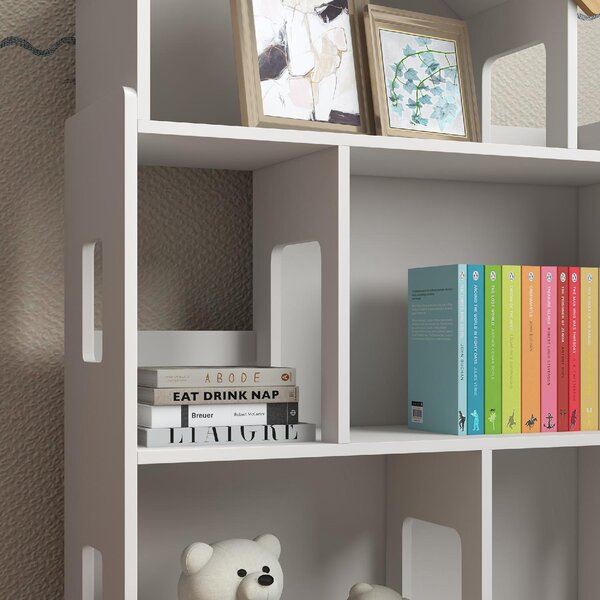DecHome Libreria per Bambini 3-6 Anni a 3 Livelli per Libri e Giochi in MDF e Legno di Pino 65x25x108.5 cm colore Bianco