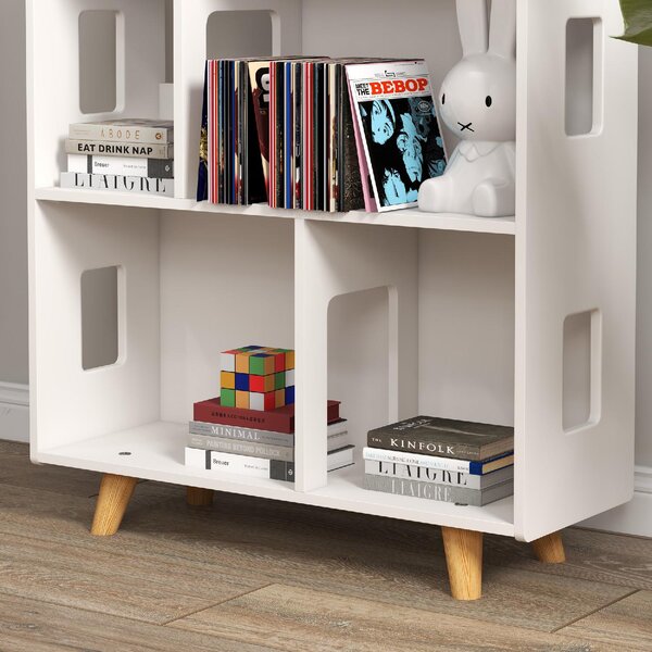DecHome Libreria per Bambini 3-6 Anni a 3 Livelli per Libri e Giochi in MDF e Legno di Pino 65x25x108.5 cm colore Bianco