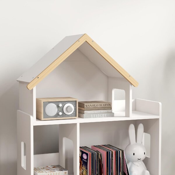 DecHome Libreria per Bambini 3-6 Anni a 3 Livelli per Libri e Giochi in MDF e Legno di Pino 65x25x108.5 cm colore Bianco