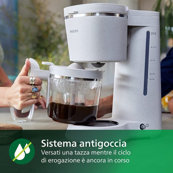Philips Macchina Caff Americano Caff Macinato in Polvere 15 Tazze Capacit 1,2 L colore Bianco - HD5120/00