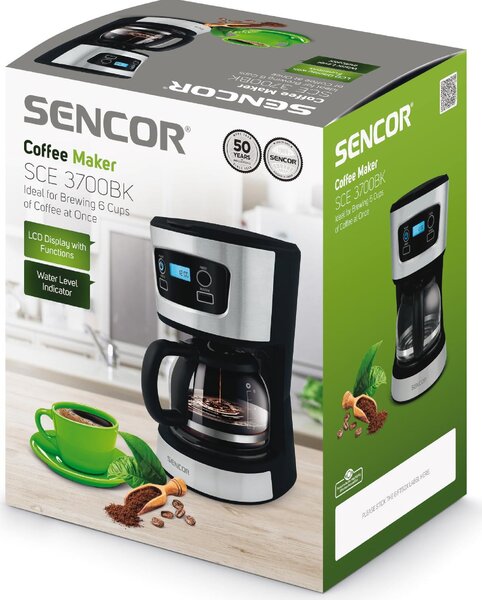 SENCOR Macchina Caff Americano Caff Macinato in Polvere 6 tazze - SCE 3700BK