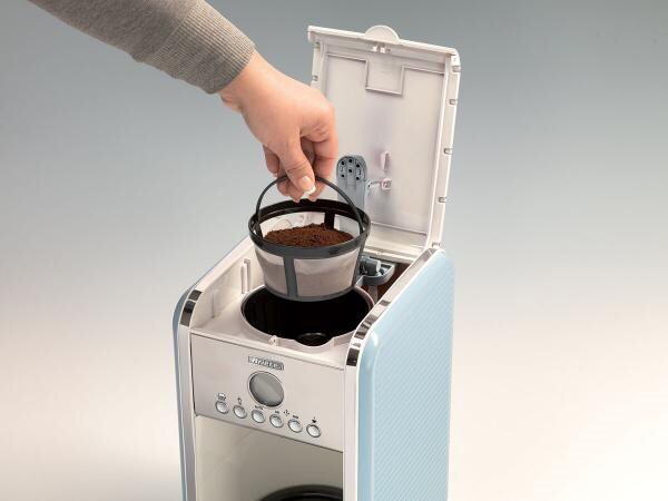Ariete Macchina Caff Americano Sistema di ricarica Macinato in Polvere 4/12 Tazze Colore Celeste - 1342 Vintage