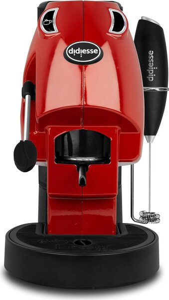 DIDIESSE Macchina da Caff a Cialde Potenza 450 Watt con Frullino Montalatte e Doppio Portacialde Erogatore Acqua Calda per Caff e T colore Rosso