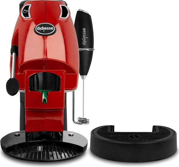 DIDIESSE Macchina da Caff a Cialde Potenza 450 Watt con Frullino Montalatte e Doppio Portacialde Erogatore Acqua Calda per Caff e T colore Rosso