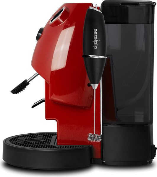DIDIESSE Macchina da Caff a Cialde Potenza 450 Watt con Frullino Montalatte e Doppio Portacialde Erogatore Acqua Calda per Caff e T colore Rosso