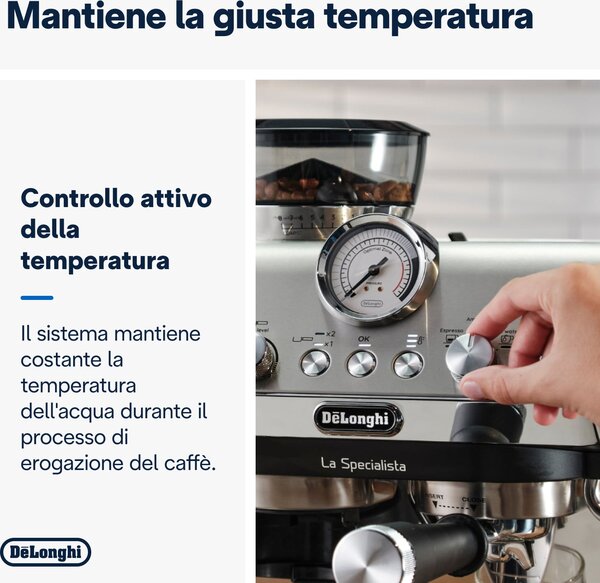 De Longhi Macchina da Caffe Potenza 1400W 15Bar con Macinatura - La Specialista Arte EC9155.M