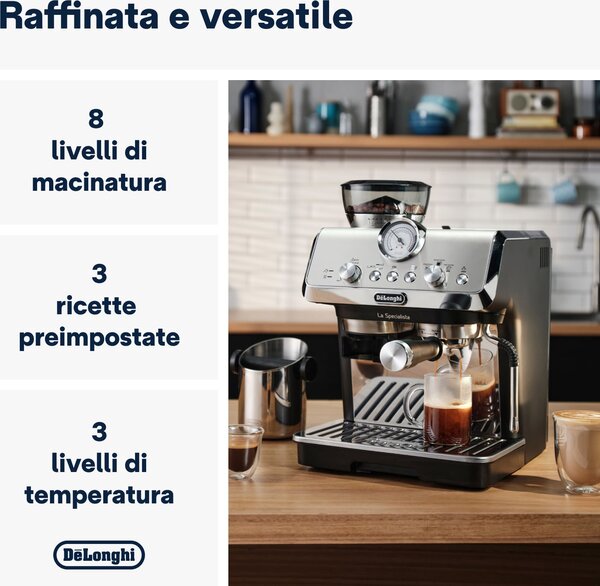 De Longhi Macchina da Caffe Potenza 1400W 15Bar con Macinatura - La Specialista Arte EC9155.M