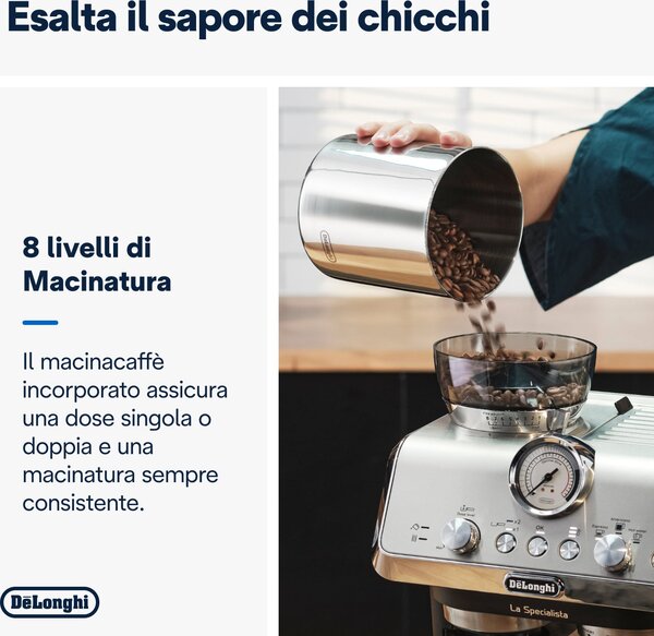 De Longhi Macchina da Caffe Potenza 1400W 15Bar con Macinatura - La Specialista Arte EC9155.M