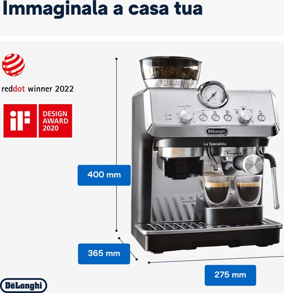 De Longhi Macchina da Caffe Potenza 1400W 15Bar con Macinatura - La Specialista Arte EC9155.M
