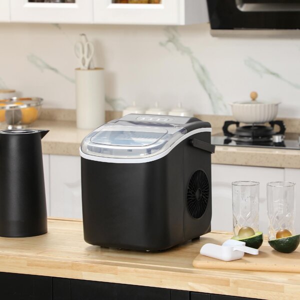 DecHome Macchina del Ghiaccio 9 Cubetti in 6-12 Minuti con Cestello e Paletta Inclusi 23.8x30.5x29 cm colore Nero