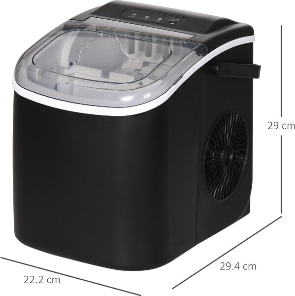 DecHome Macchina del Ghiaccio 9 Cubetti in 6-12 Minuti con Cestello e Paletta Inclusi 23.8x30.5x29 cm colore Nero