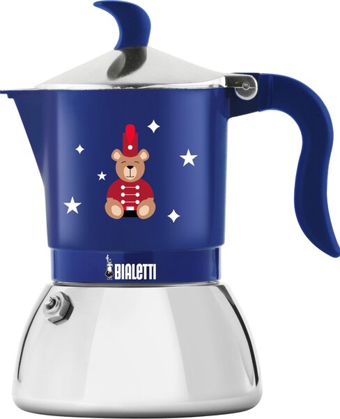 Bialetti Macchina Macchinetta Caff Moka 2 Tazze per Induzione colore Blu Orsetto - 0006649 Fiammetta