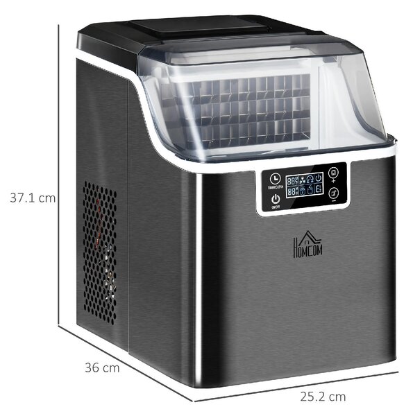 DecHome Macchina per Ghiaccio 20kg in 24 Ore 24 Cubetti in 14-18 Minuti e Sistema Autopulente colore Nero - 0BKAM517