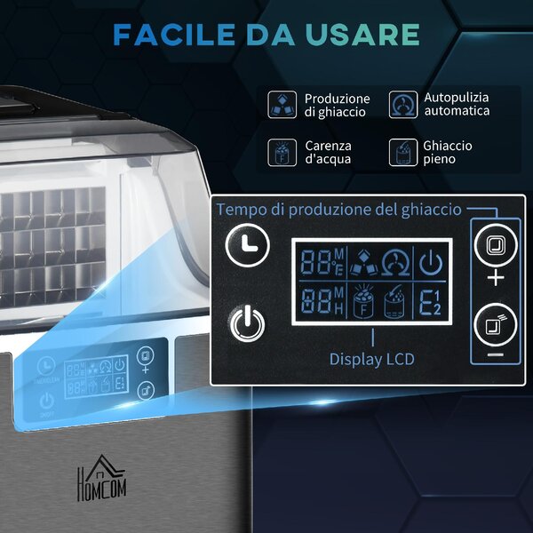 DecHome Macchina per Ghiaccio 20kg in 24 Ore 24 Cubetti in 14-18 Minuti e Sistema Autopulente colore Nero - 0BKAM517