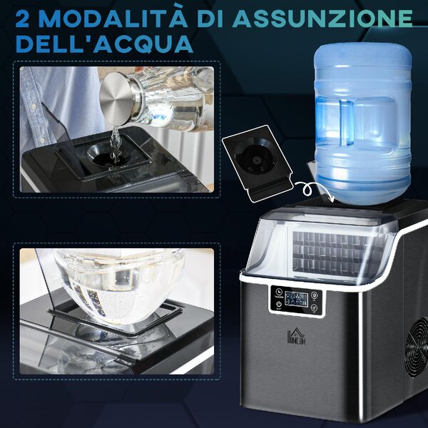 DecHome Macchina per Ghiaccio 20kg in 24 Ore 24 Cubetti in 14-18 Minuti e Sistema Autopulente colore Nero - 0BKAM517