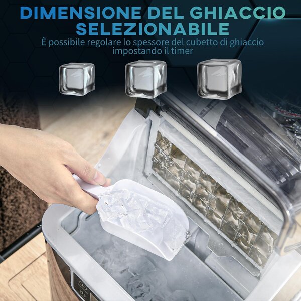DecHome Macchina per Ghiaccio 20kg in 24 Ore 24 Cubetti in 14-18 Minuti e Sistema Autopulente colore Nero - 0BKAM517
