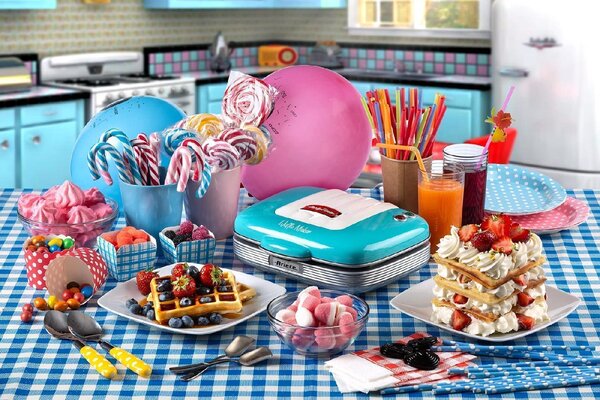 Ariete Macchina per Waffle con Rivestitura Antiaderente colore Azzurro - 1973 Waffle MAKER