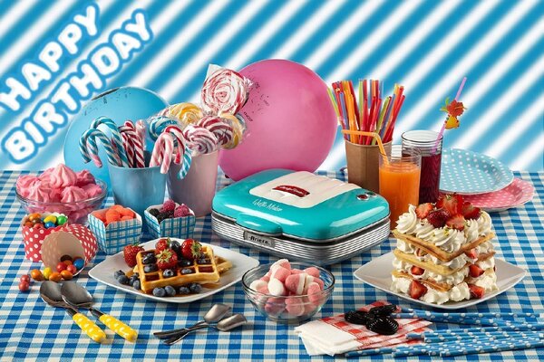 Ariete Macchina per Waffle con Rivestitura Antiaderente colore Azzurro - 1973 Waffle MAKER