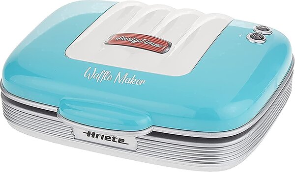 Ariete Macchina per Waffle con Rivestitura Antiaderente colore Azzurro - 1973 Waffle MAKER