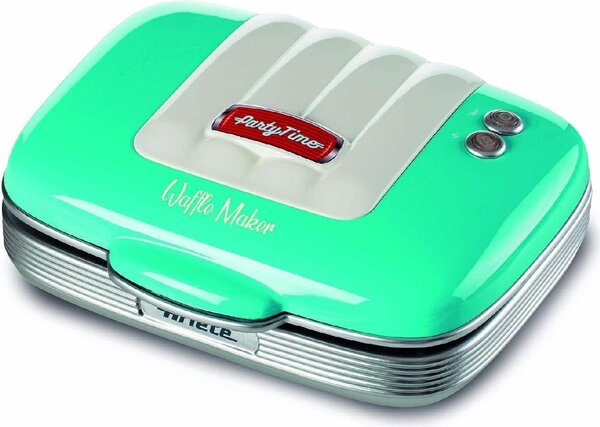 Ariete Macchina per Waffle con Rivestitura Antiaderente colore Azzurro - 1973 Waffle MAKER
